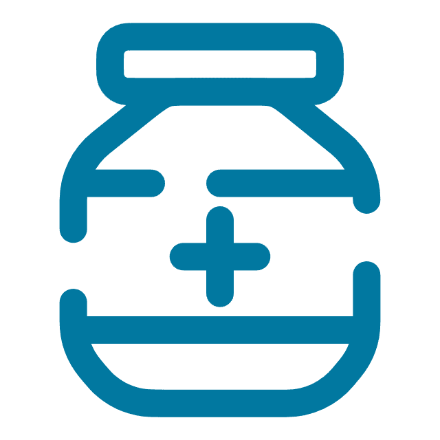 Medical pill bottle icon representing healthcare and mental health services.